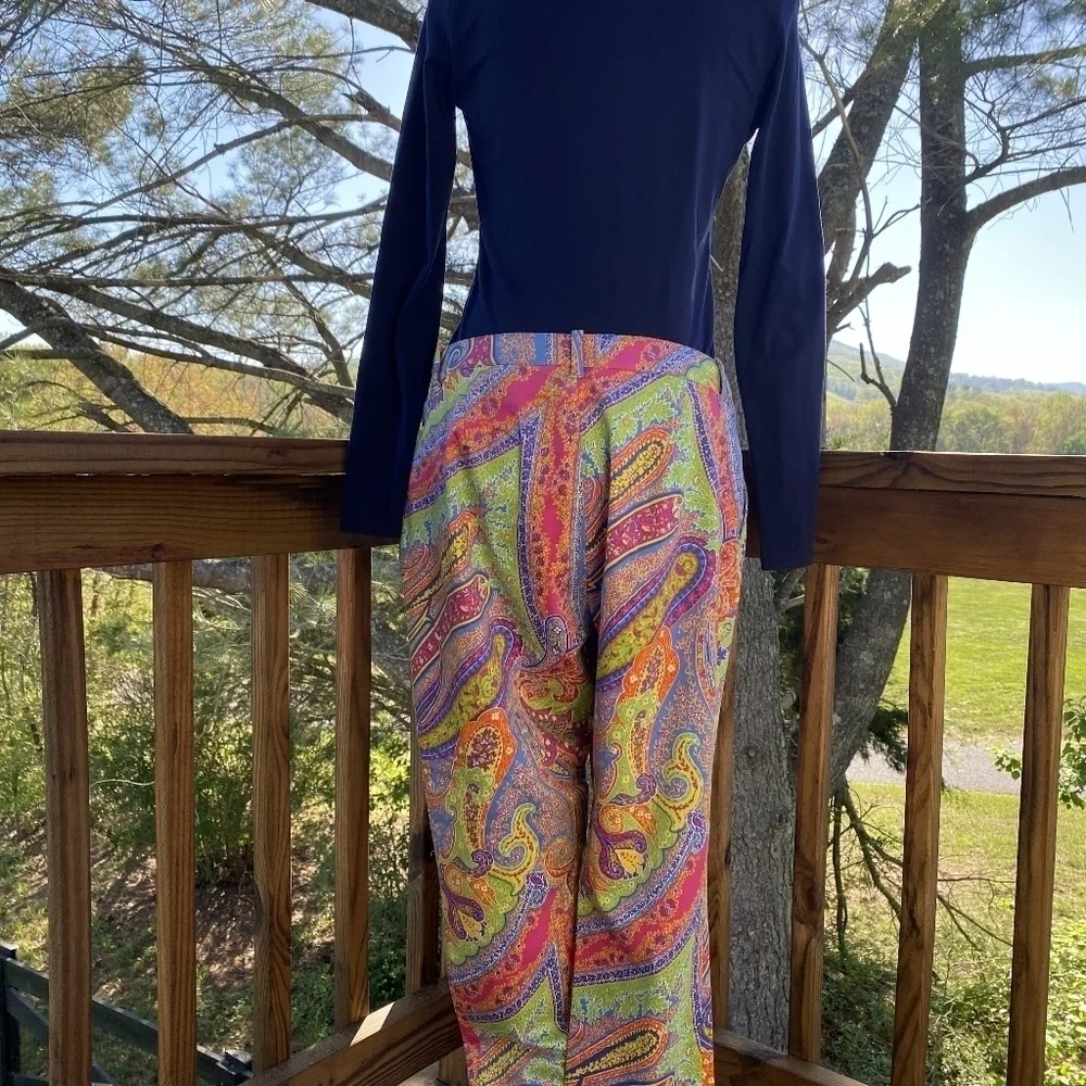 Lauren Ralph Lauren Paisley Pants Orange Purple Blue 12 Petite